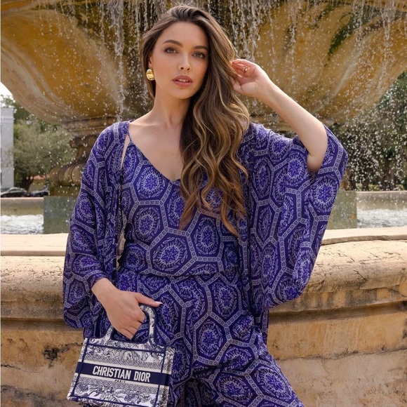 New Misa Los Angeles Saya Cami & Joggers In Lapis Tile Size XS - Picture 2 of 12